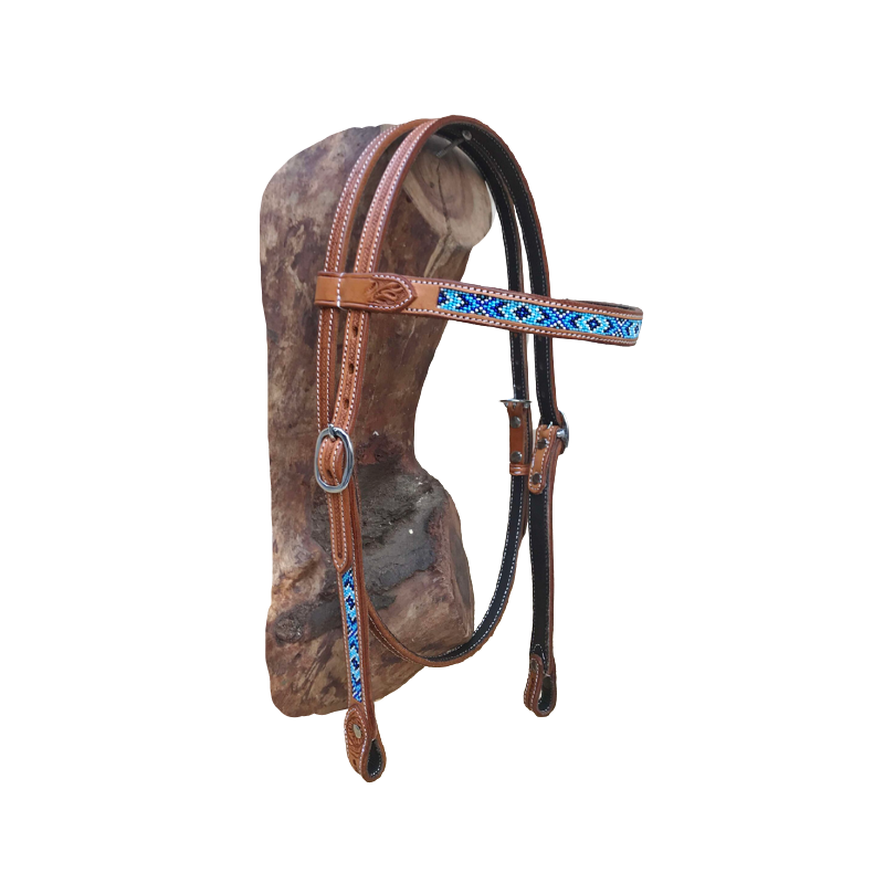 Bridon perles turquoise-bleu