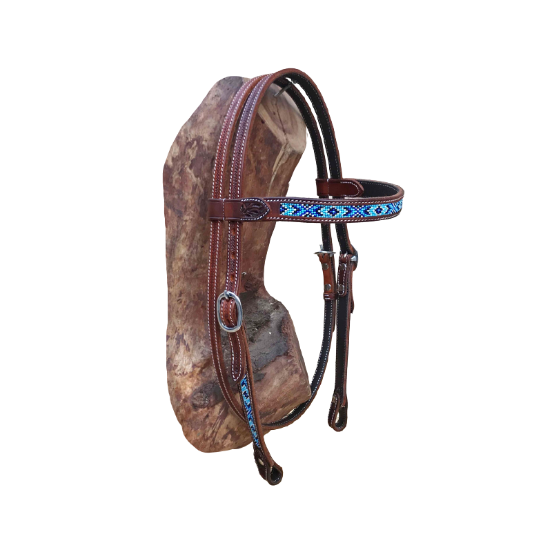 Bridon perles turquoise-bleu