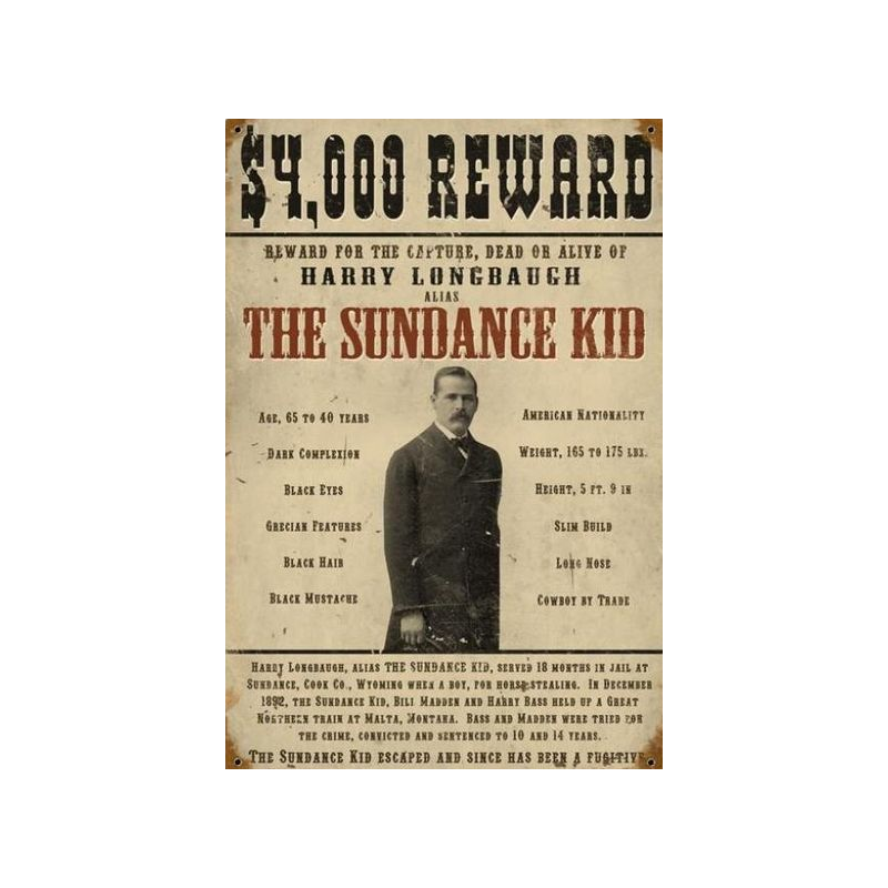 Enseigne western metal Sundance Kid HD 590152